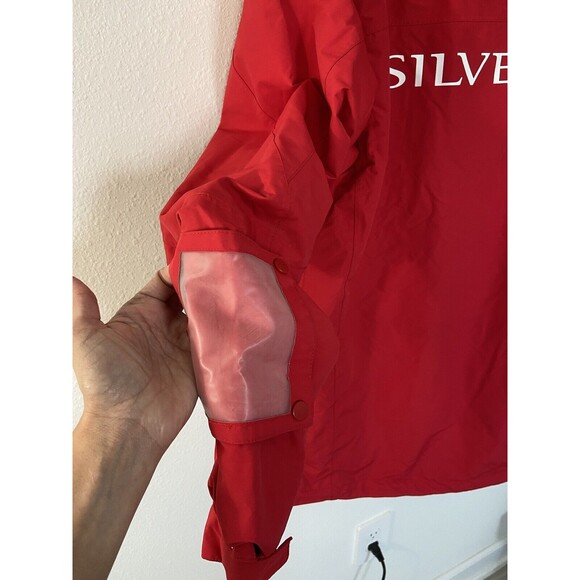 Silversea Expeditions All Weather Coat Jacket Medium Red Mens Hooded Full Zip - Picture 9 of 16